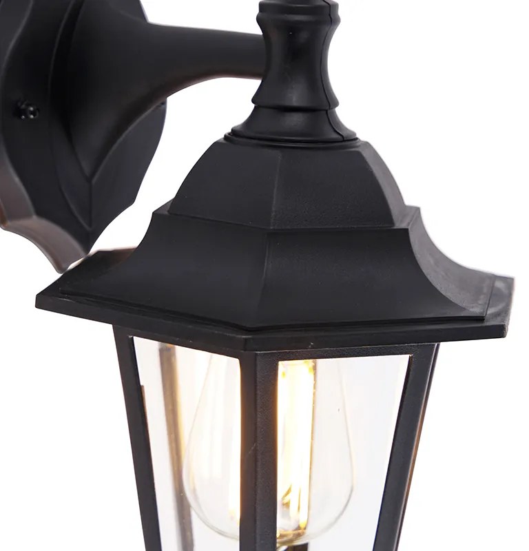 Candeeiro de parede exterior clássico preto IP44 - New Haven