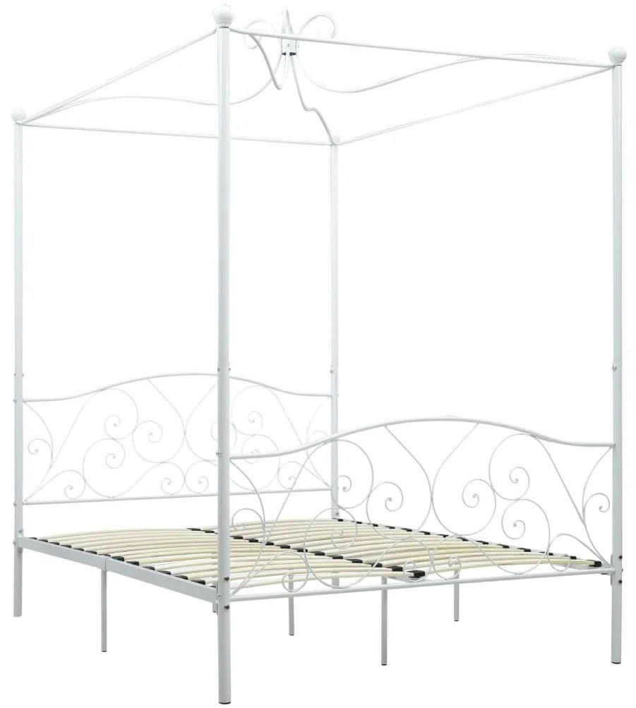 Estrutura de cama com dossel metal 140x200 cm branco