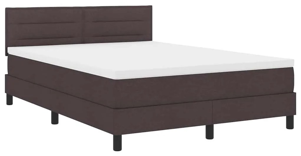 Cama Box Spring com Colchão Castanho Escuro 140x190 cm Tecido