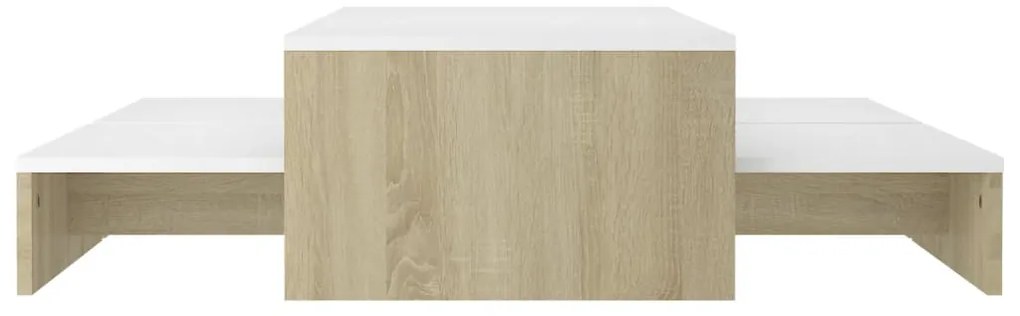 Conjunto mesas de centro 100x100x26,5 cm branco/carvalho sonoma