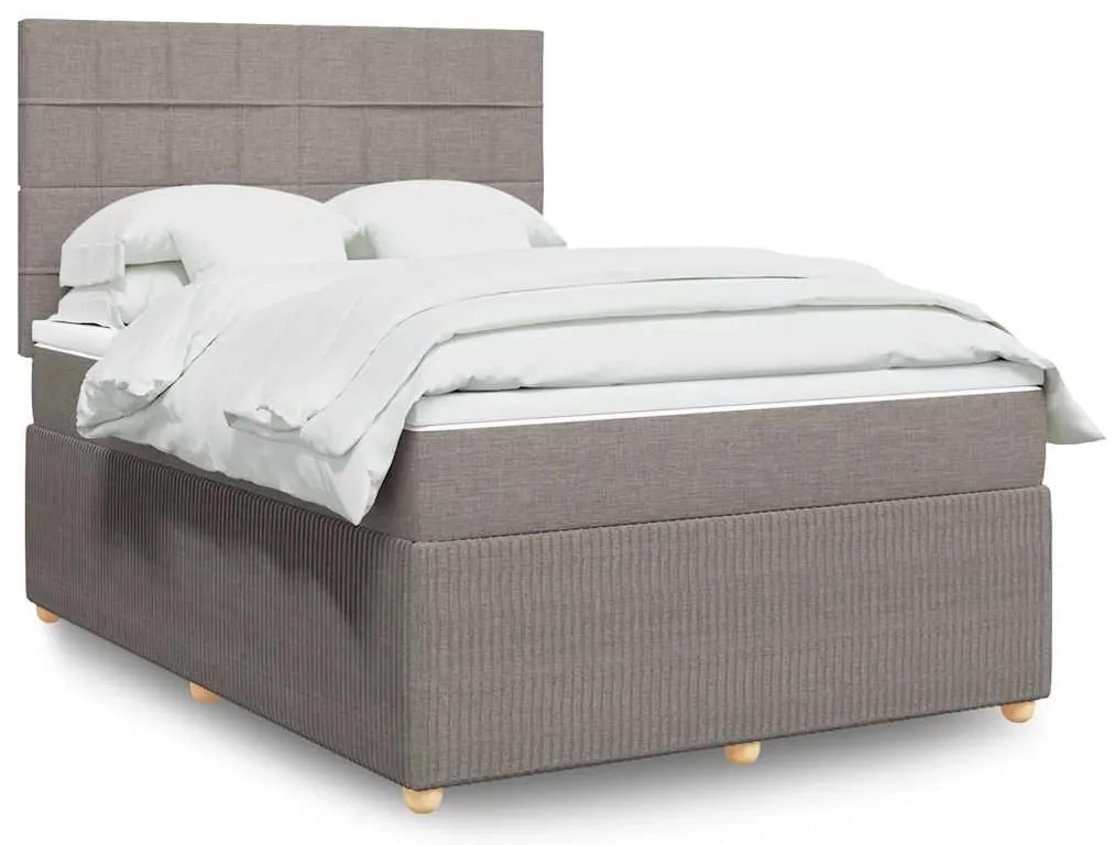 Cama com molas/colchão 140x200 cm tecido castanho-acinzentado