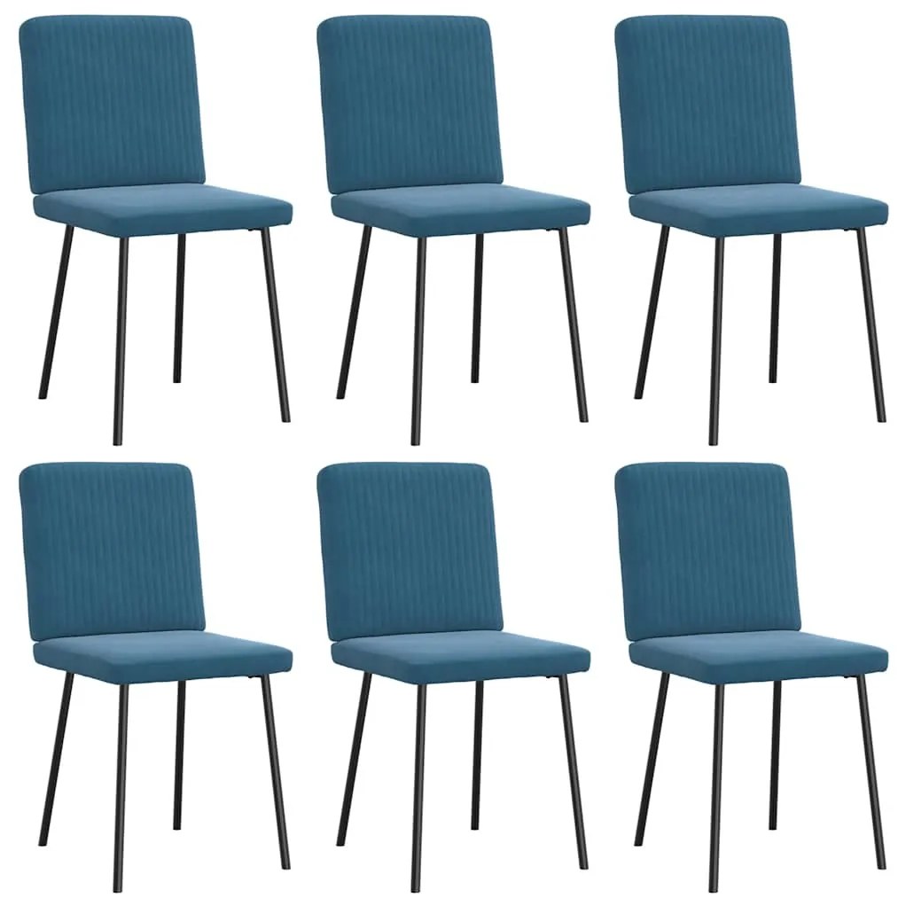 Cadeiras de jantar 6 pcs veludo azul
