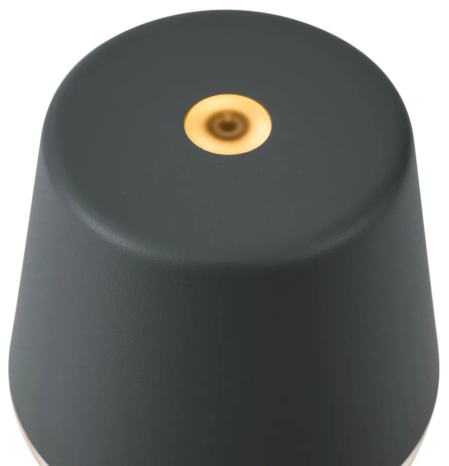Candeeiro de Mesa Cinzento Escuro Incl. LED IP65 Recarregável com Estação de Carregamento - Bass