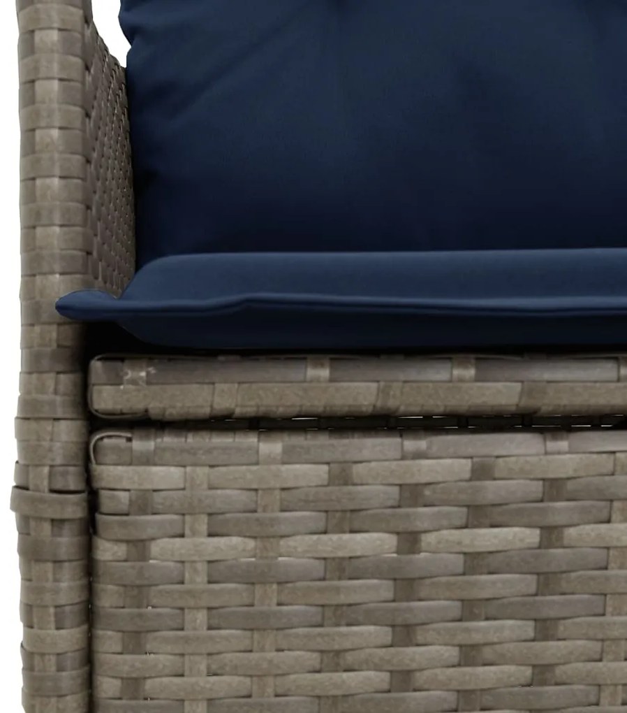 Conjunto Bistro de 3 peças com almofadas em rattan sintético cinza