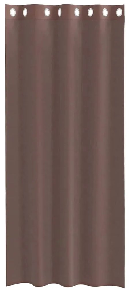 Cortinas de voile com ilhós 2 pcs castanho 140x245 cm