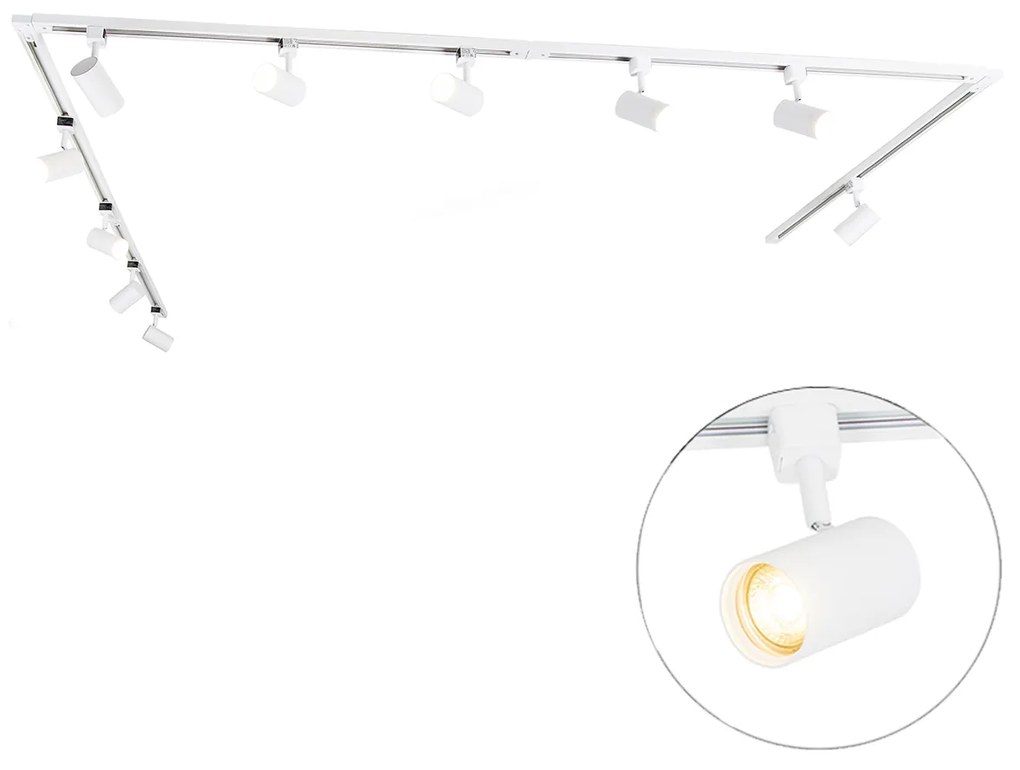 Sistema de iluminação de trilho moderno com 10 focos branco 1-fase - Iconic Jeana
