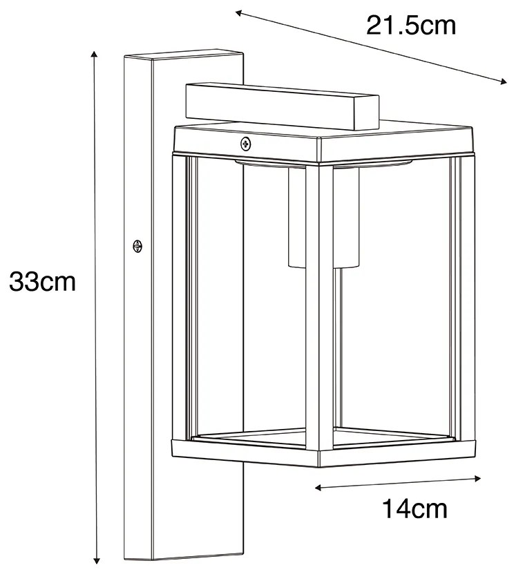Lanterna de parede inteligente para exterior preta com vidro canelado incluindo WiFi A60 - Charlois