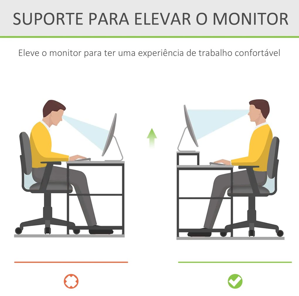 Suporte para Monitor de Bambu Organizador de Escritório para Monitor P