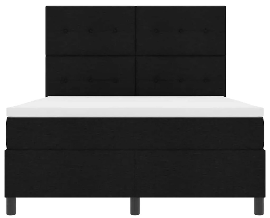 Cama Box com Colchão e Luz LED Preta, 140 x 200 cm, Estrutura em Tecid
