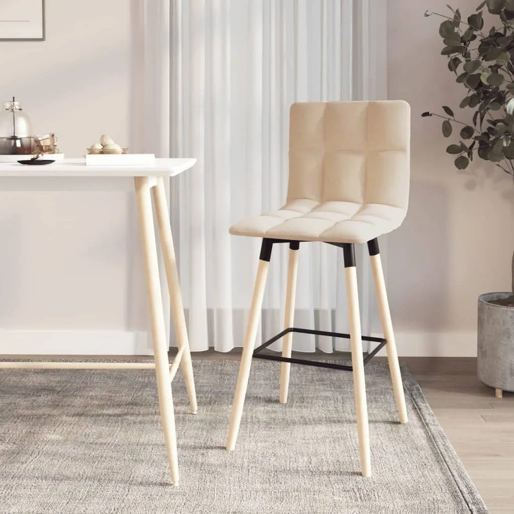 vidaXL Banco de bar tecido cor creme