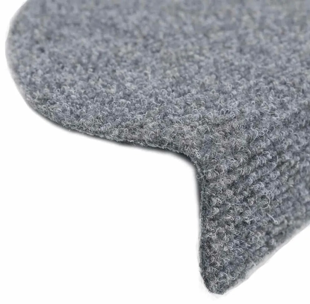 Tapetes de escada adesivos 30 pcs 56x17x3 cm cinzento-claro
