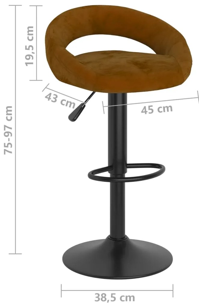 Bancos de bar 2 pcs veludo castanho