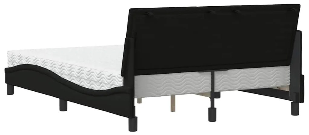 Cama com colchão 140x190 cm tecido preto