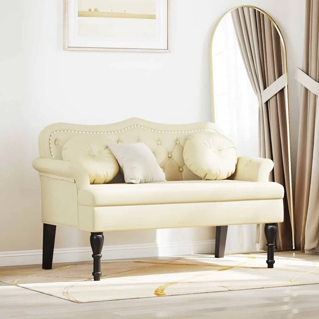 vidaXL Banco Chesterfield Creme 120,5 x 65 x 75 cm Couro Sintético
