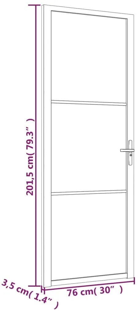 Porta de interior 76x201,5 cm vidro fosco e alumínio branco