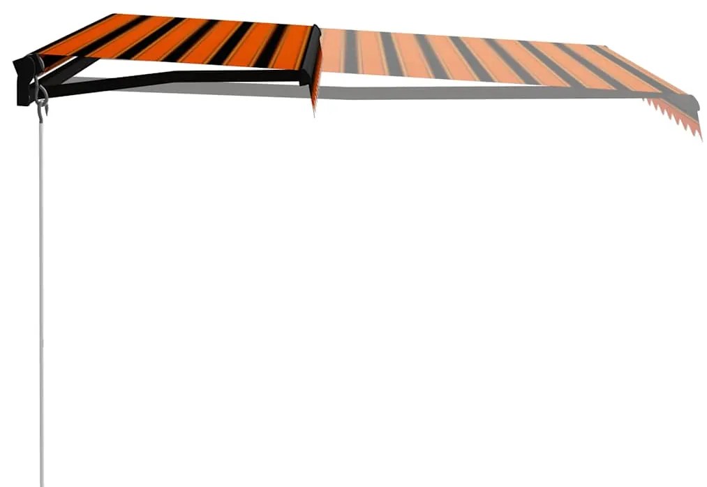 Toldo retrátil manual com LED 350x250 cm laranja e castanho