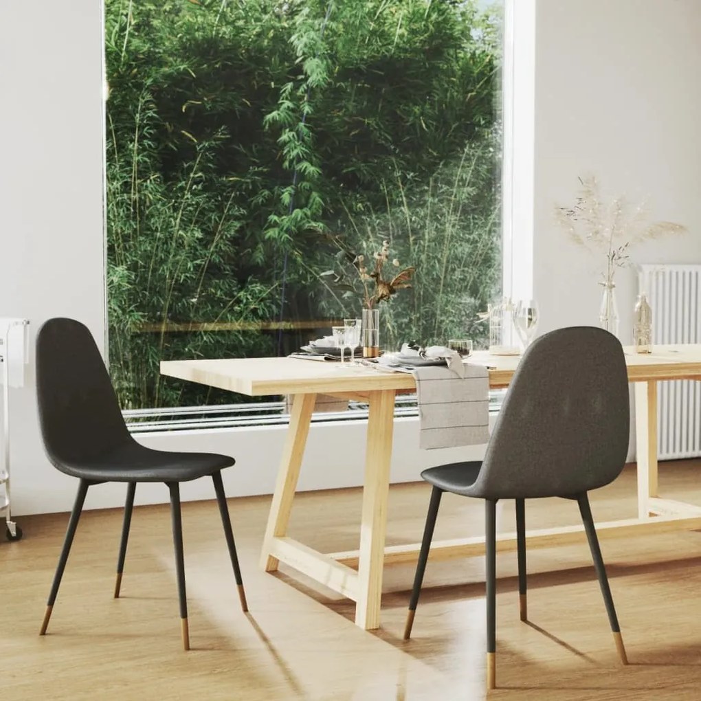 325616 vidaXL Cadeiras de jantar 2 pcs tecido cinzento-escuro
