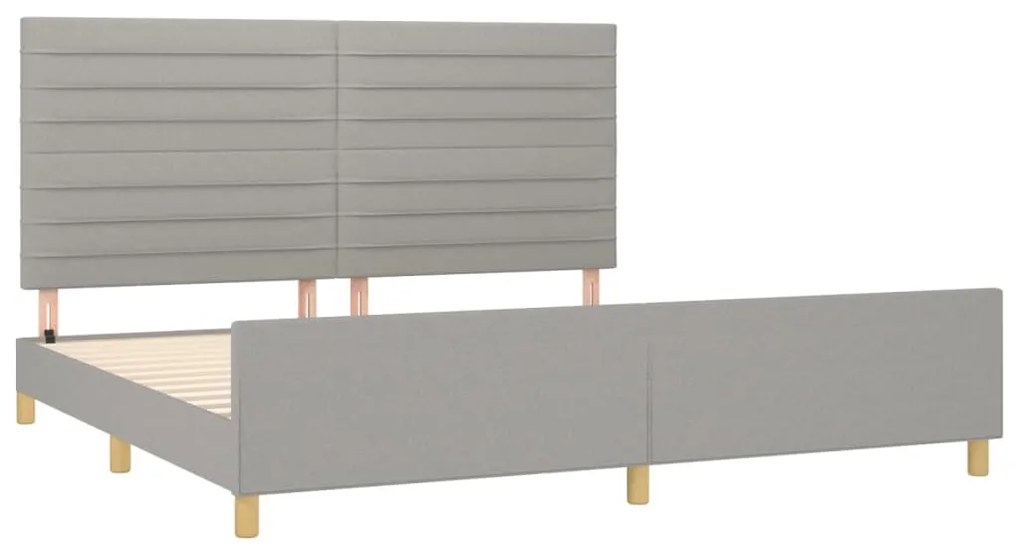 Estrutura de cama sem colchão 200x200 cm tecido cinzento-claro