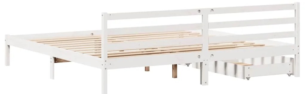 Cama sem colchão 200x200 cm madeira de pinho maciça branco
