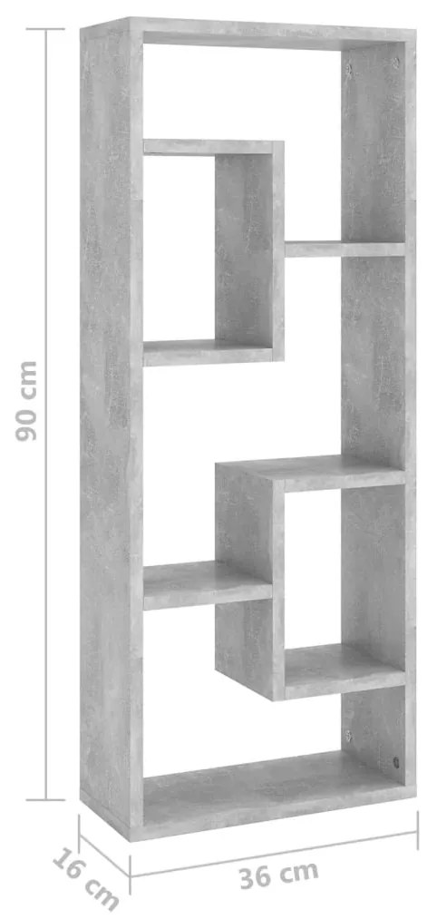 Estante de parede 36x16x90cm derivados madeira cinzento cimento