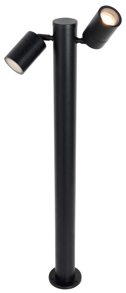Candeeiro de pé para exterior preto 80 cm IP44 ajustável 2 luzes - Duo Moderno