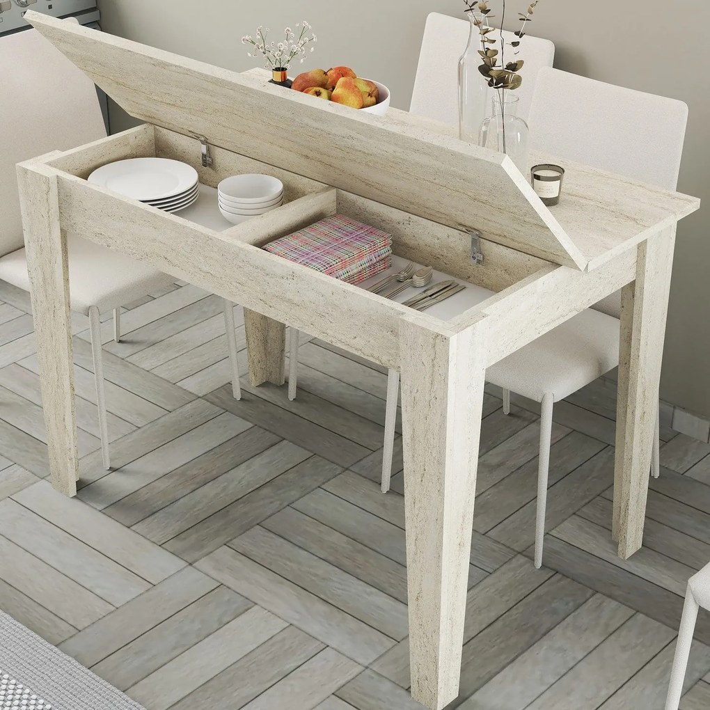 Mesa de Cozinha Kiev – Travertino – 110 cm x 75 cm x 72 cm