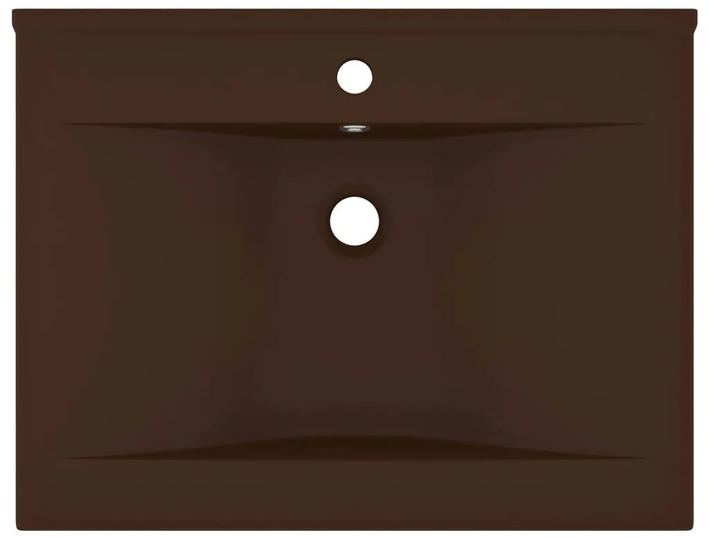 Lavatório orif. torneira 60x46 cm cerâmica castanho-escuro mate