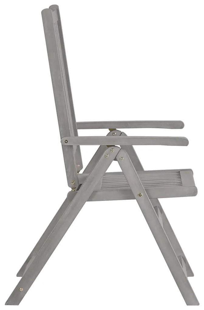 Cadeiras jardim reclináveis 2 pcs madeira acácia maciça cinza