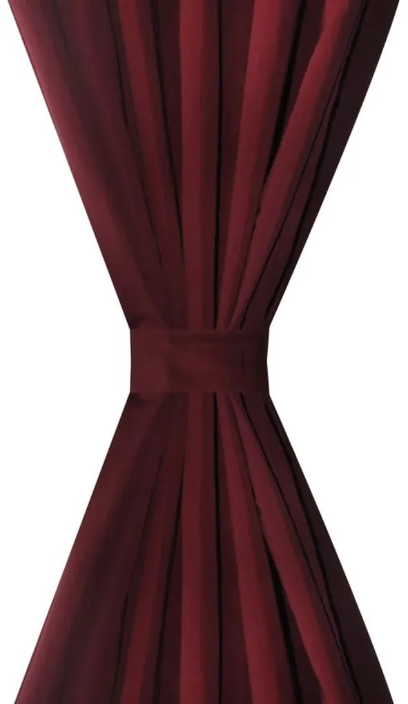 Cortinas de cetim com laços 2 pcs 140 x 245 cm bordô