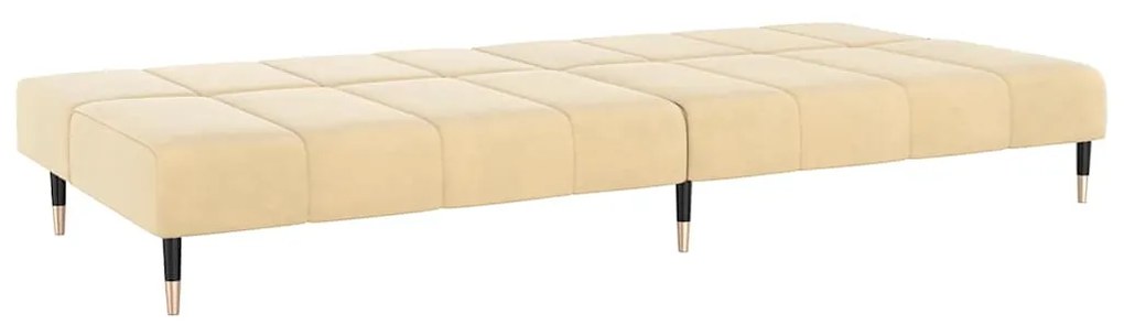 Sofá-cama de 2 lugares veludo cor creme