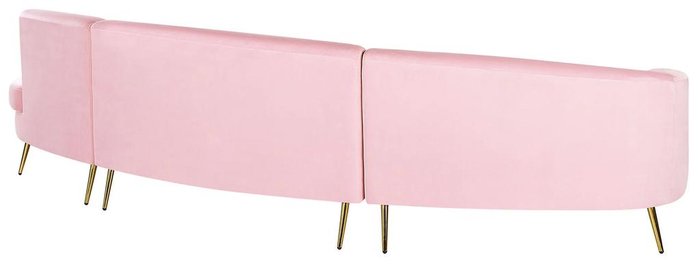 Sofá curvo com 4 lugares em veludo rosa MOSS Beliani