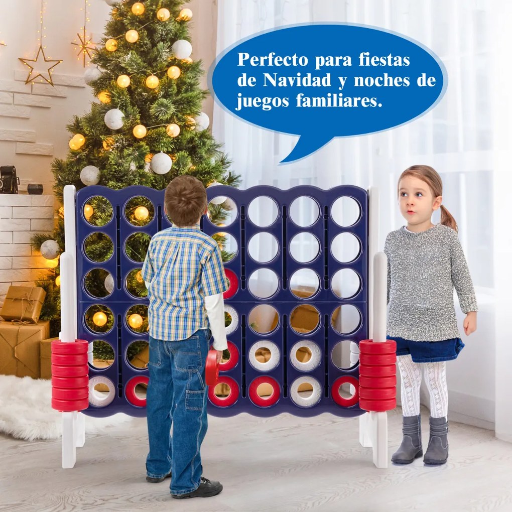 Jogo 4 em Linha Gigante para Crianças e Adultos, 120 x 42 x 104 cm, Leve e Portátil, Azul