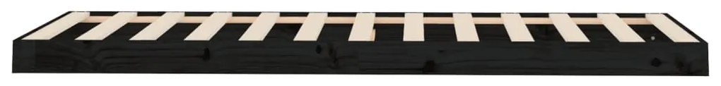 Estrutura cama de solteiro pequena 75x190 cm pinho maciço preto