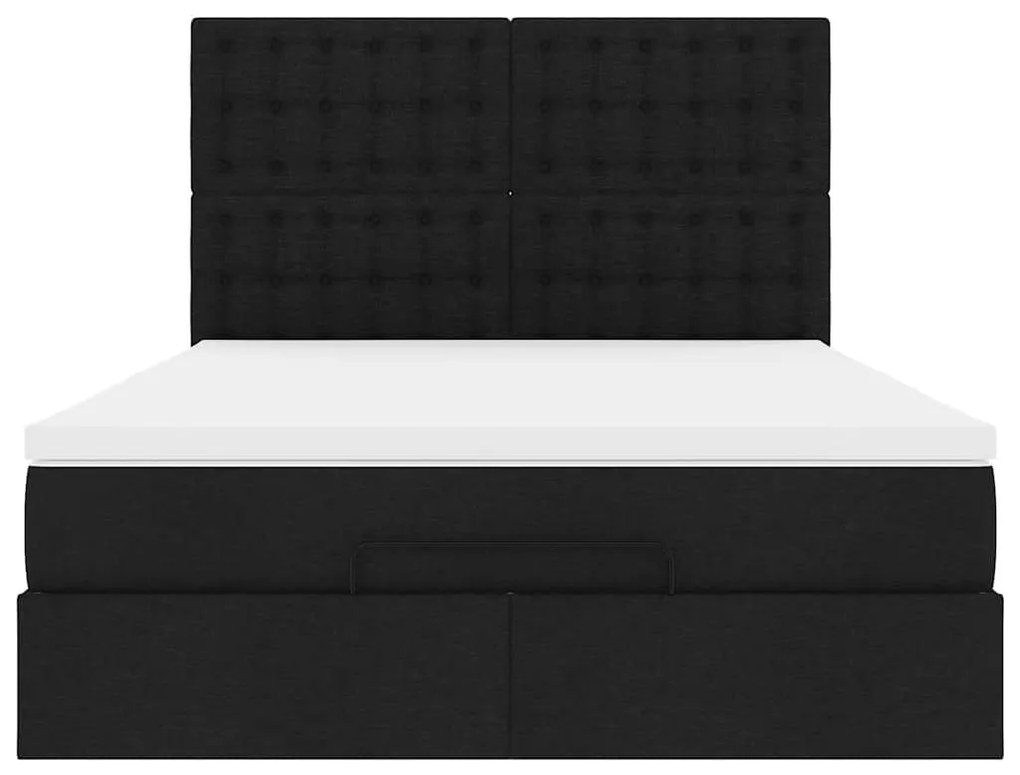 Estrutura de cama otomana com colchão 140x190 cm tecido preto