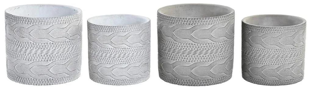 Conjunto de Vasos DKD Home Decor Cinzento Cimento Branco (16 x 16 x 15 cm) (2 Unidades)
