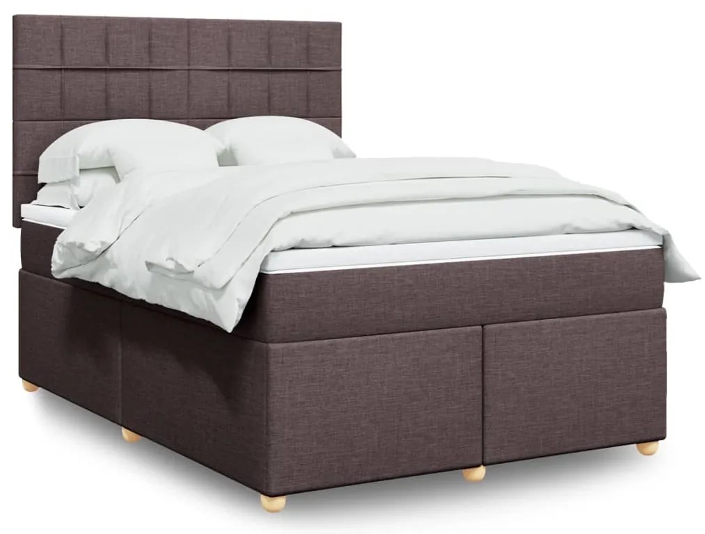 vidaXL Cama com molas/colchão 140x190 cm tecido castanho-escuro