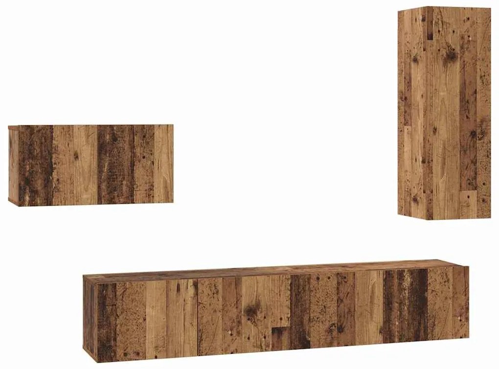 Conjunto de móvel de TV 4 pcs Madeira antiga 30.5 x 30 x 90 cm