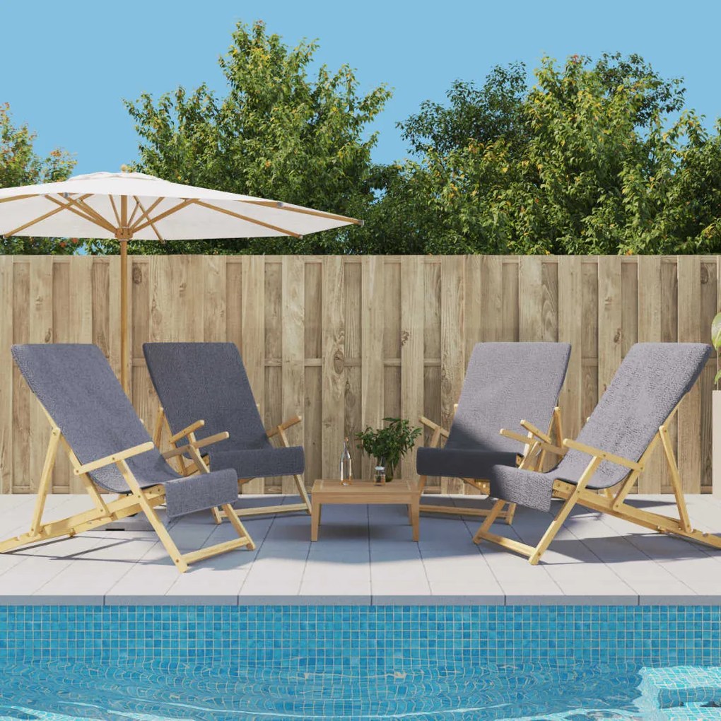 3157054 vidaXL Toalhas de praia 4 pcs 60x135 cm tecido 400 GSM antracite