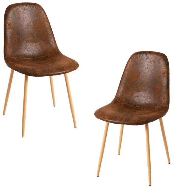 Pack 2 Cadeiras Teok Couro Sintético - Marrom Vintage