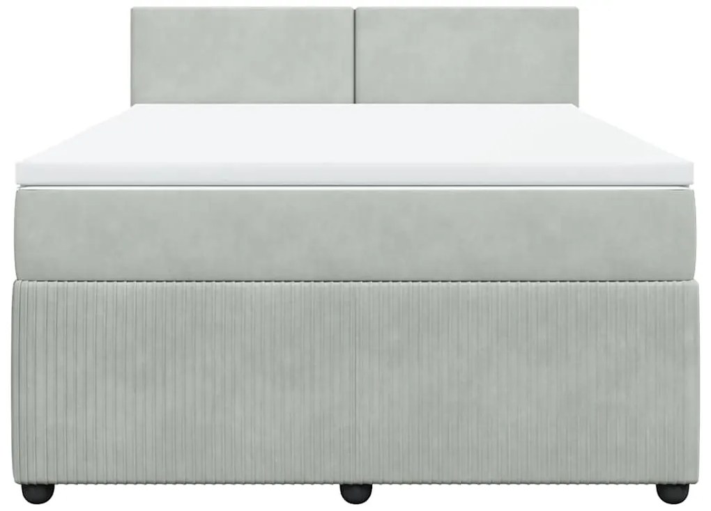 Cama com molas/colchão 140x190 cm veludo cinzento-claro