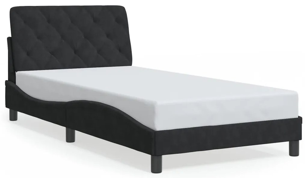 Estrutura de cama c/ luzes LED 100x200 cm veludo preto