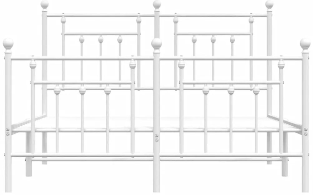 Estrutura de cama com cabeceira e pés 140x190 cm metal branco