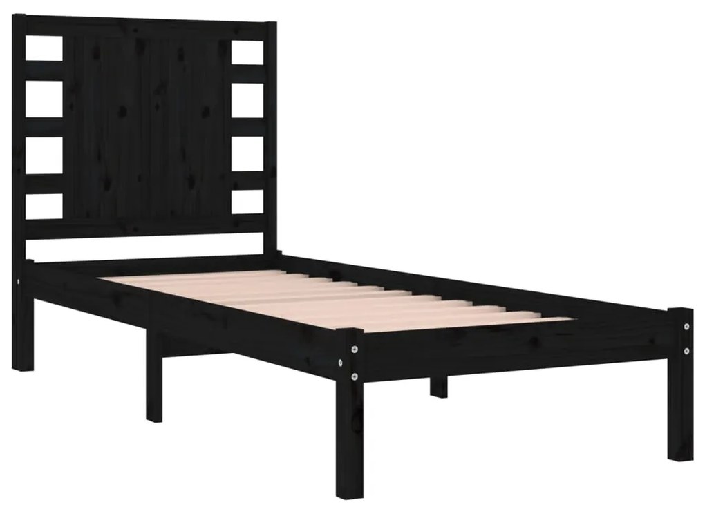 Estrutura cama pequena solteiro 75x190 cm madeira maciça preto