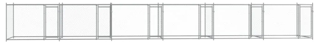 Jaula para cão com portas 12x2x1,5 m aço galvanizado cinzento