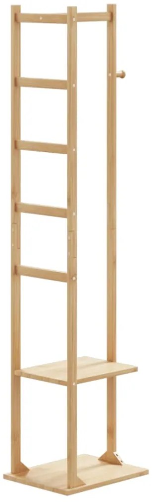 vidaXL Cabide com ganchos e prateleiras 38,5x30x156 cm bambu