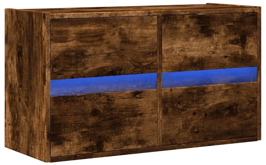 Móvel de parede p/ TV c/ luzes LED 80x31x45 cm carvalho fumado