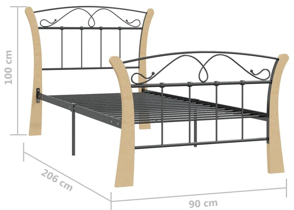 Estrutura de cama 90x200 cm metal preto