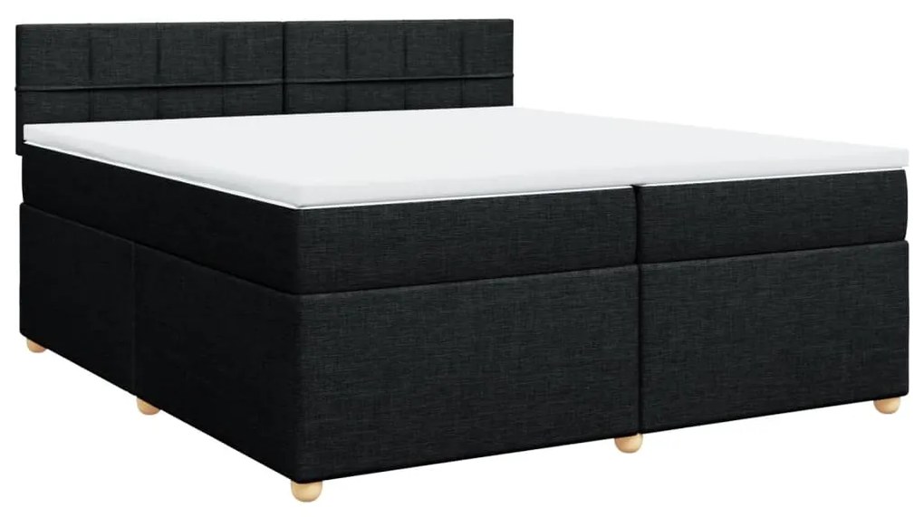 Cama com molas/colchão 200x200 cm tecido preto