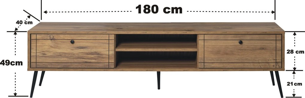 Móvel para TV Brooklyn – Pinho Atlântico – 180 cm x 50 cm x 40 cm