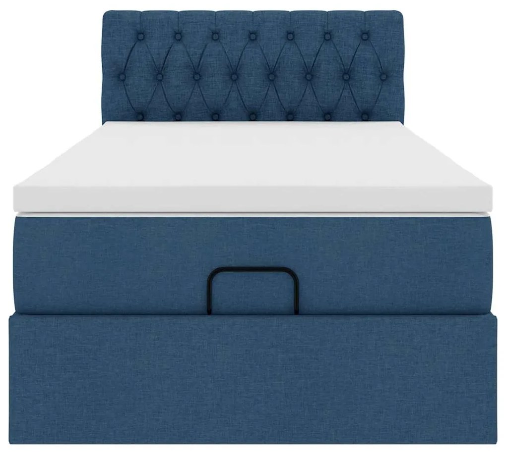 Cama otomana com colchão 90x200 cm tecido azul